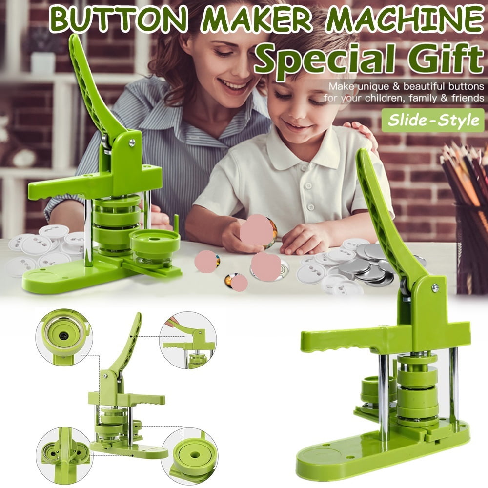 58 MM Badge Button Maker Machine, Sliding Style DIY Badge Pin Press, Interchangeable Mold ,Beginner-Friendly