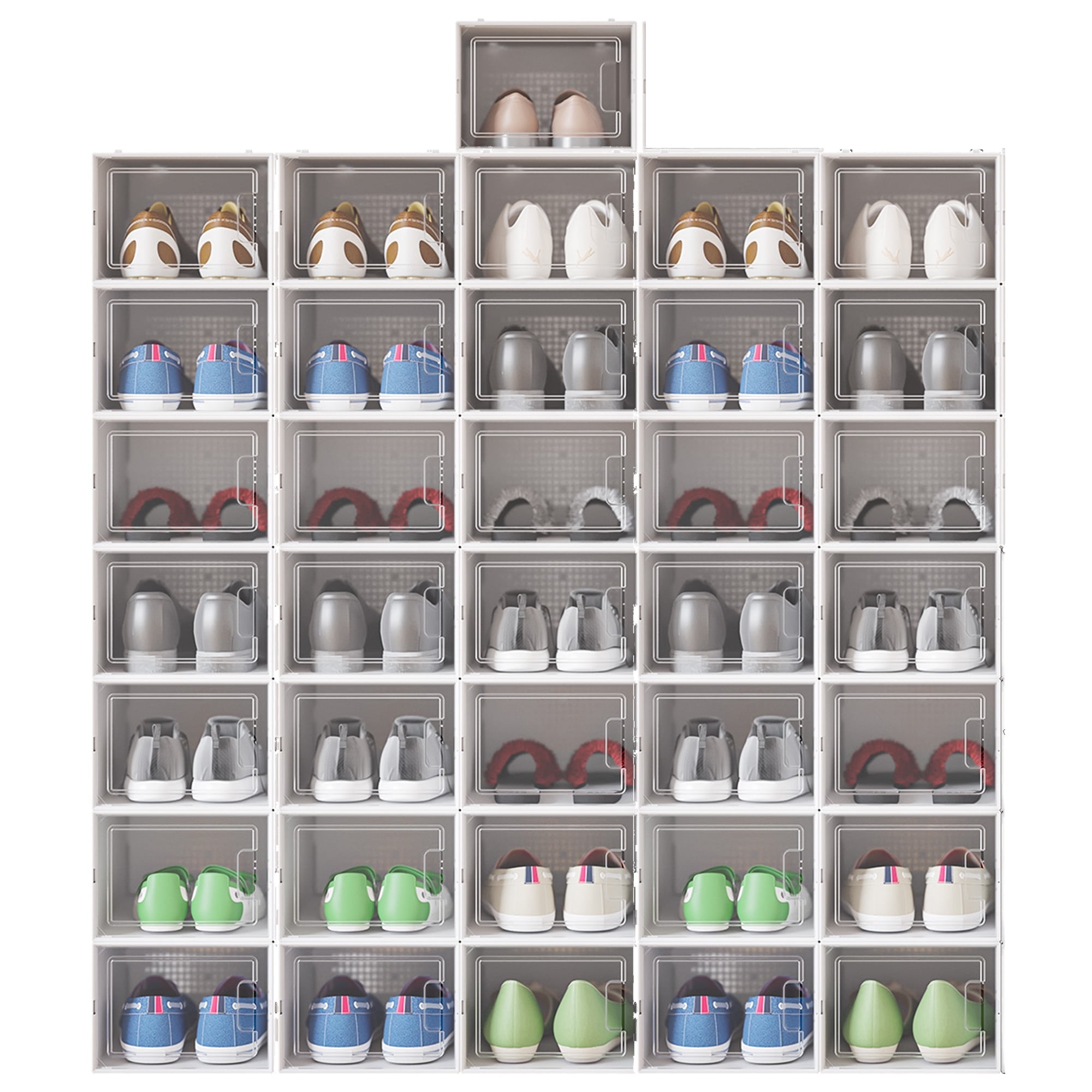 YITAHOME 12x Shoe Box Storage Organizer Clear Stackable Sneaker Medium Case Set 