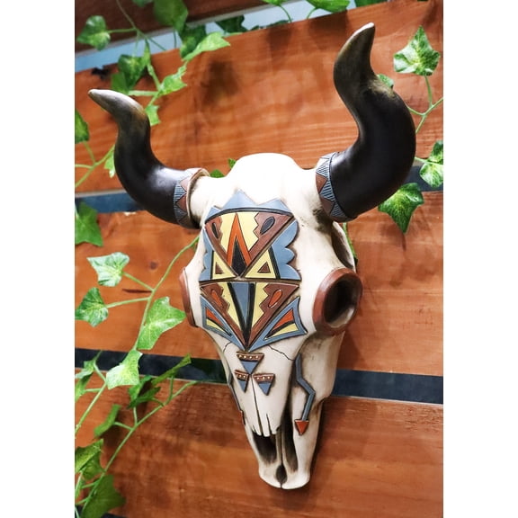 Rustic Western Southwest Vector Arrows Tiki Art Bison Bull Cow Skull Wall Decor