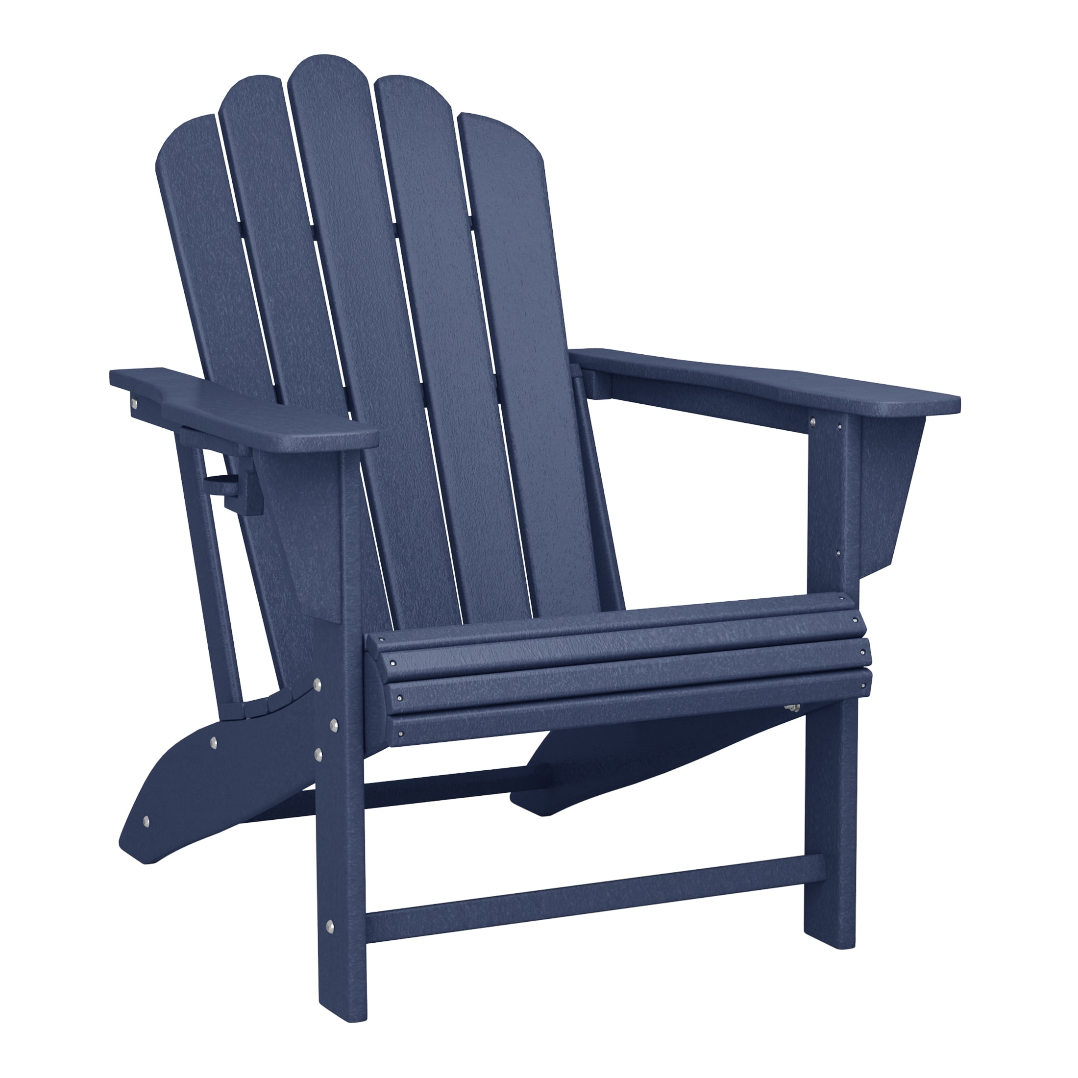 WestinTrends Highland Outdoor Patio HDPE Adirondack Chair With Cup Holder, Navy Blue
