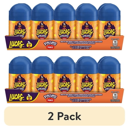 (2 pack) Lucas Polvos Mango Chili Powder Candy, 0.71 oz, 10 Packages