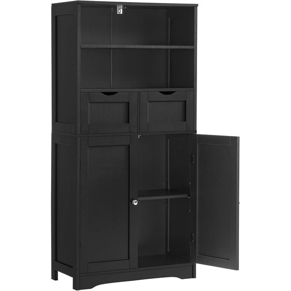 Tall Bathroom Cabinet, Storage Cabinet with 2 Drawers & Adjustable Shelves, Bathroom Storage Cabinet for Living Room, Dining Room, Entryway