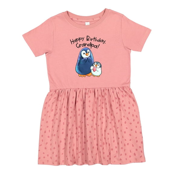 Inktastic Happy Birthday, Grandpa Cute Penguins Girls Toddler Dress