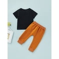 thumbnail image 4 of Franhais Toddler Boy's Two Pieces Clothes Outfit, Round Neck Short Sleeve Letter Printed T-Shirt + Drawstring Pants, 4 of 8