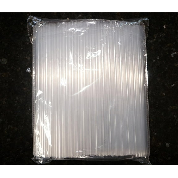 100 3/8" Wide Smoothie and Bubble Tea Fat Straws - Sparkling Clear (3/8" Wide XL)