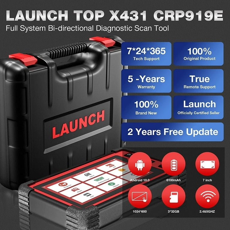 Launch X431 CRP919E Cars Diagnostic Scan Tool All System Bidirectional Diagnostic OBD2 Scanner with 31+ Services Functions, ECU Coding, Supports CANFD