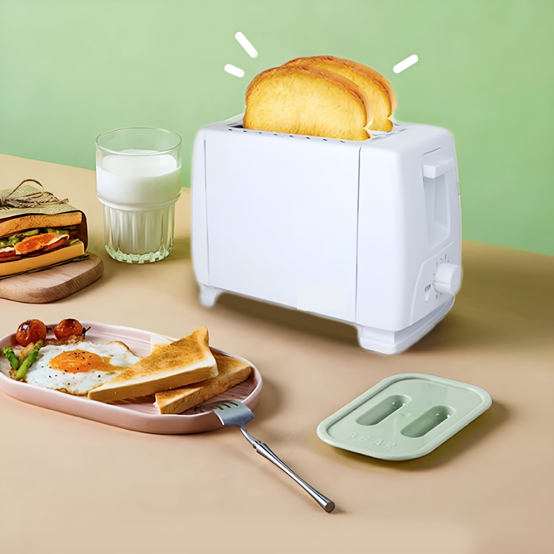 HIBIBUD 2026 New Retro 2-Slice Toaster,For Bagels&Thick Bread,Defrost and 7 Browning Levels,Includes A Dust Lid&Removable Crumb Tray for Kitchen, Breakfast, Home, Office