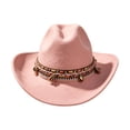 thumbnail image 3 of XIAOCHA Women's Solid Wide Brim Cowboy Hat Rodeo Cattleman Wide Brim Western Hat Farm Western Cowgirl Hat,Pink, 3 of 5