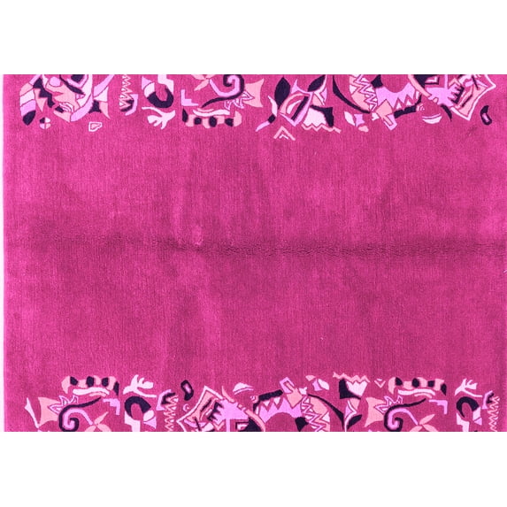 Ahgly Company Indoor Rectangle Abstract Pink Modern Area Rugs, 2' x 4'
