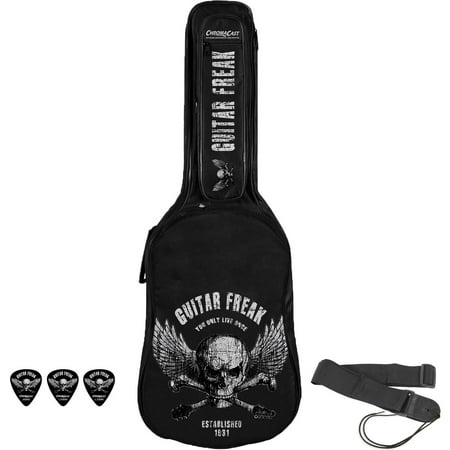 72 Guitar Picks Bag ChromaCast Freak Graphic Padded Gig Bag with Guitar Freak Pick Sampler & Guitar Strap ()