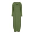 thumbnail image 4 of Yuyuzo Robe Maxi pour Femmes à Manches Longues, Robe Décontractée pour la Maison, Couleur Unie, Col Rond, Robes Basiques Confortables, 4 of 6