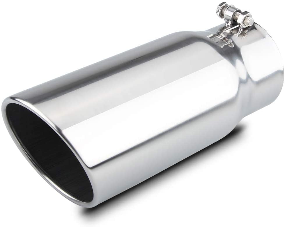 5 Overall Length Double Wall Design Rolled Angle Cut LCGP 2.5 to 4 Exhaust Tip Polished Diesel Exhaust Tip 