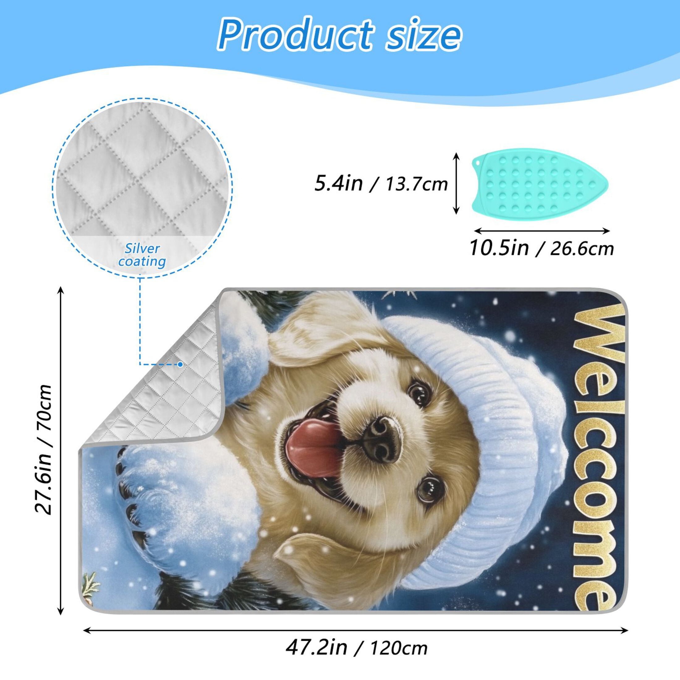 Welcome Snow Cute Dog Ironing Mat Blanket for Table Top Travel Portable Ironing Board Pad 47.2x27.6 Inch
