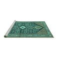 thumbnail image 2 of Ahgly Company Machine Washable Indoor Square Persian Turquoise Blue Traditional Area Rugs, 8' Square, 2 of 4
