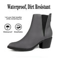 thumbnail image 2 of SHIBEVER Ankle Boots for Women Pointed Toe Short Chelsea Booties Low Heels Slip-On Leather Boot Dressy Zipper Block Booties Shoes Mineral Gray, 2 of 5
