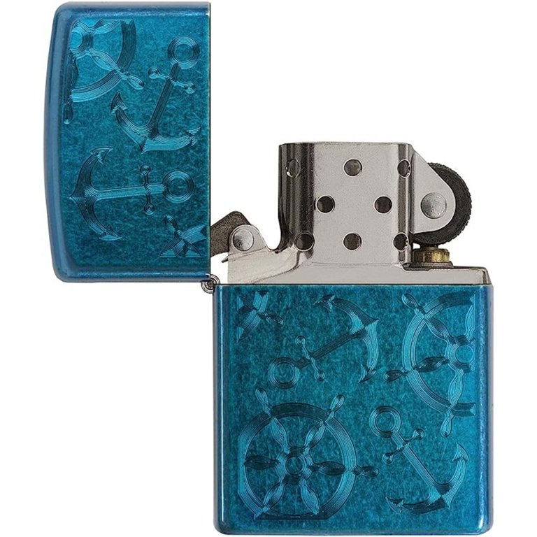 Zippo 29251 Refillable Iced Nautical Cerulean Blue Windproof
