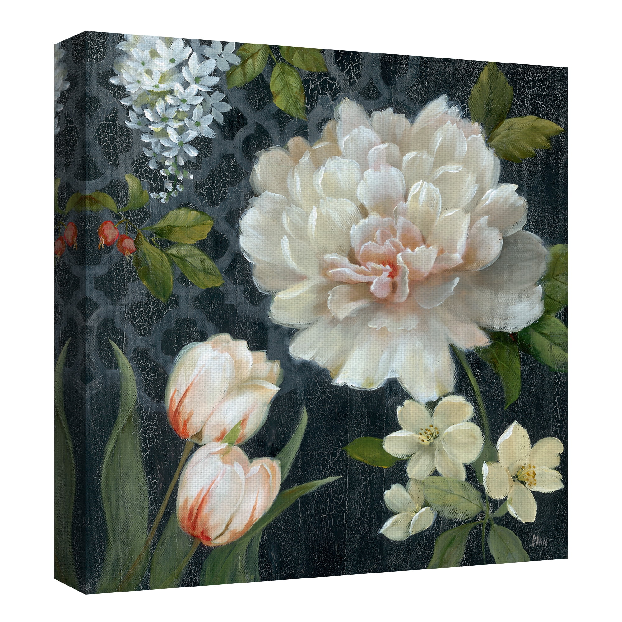 Masterpiece Art Gallery Midnight Garden II by Nan Floral Canvas Art Print 30" x 30"
