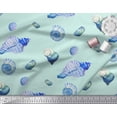 thumbnail image 2 of Soimoi Green Poly Georgette Fabric Shells Ocean Printed Fabric 1 Yard 52 Inch Wide, 2 of 3
