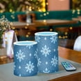 thumbnail image 6 of Snowflakes Snowflake Geometric Elements Blue Background Pattern Flickering Flameless Candles Battery Operated with Remote Timer LED Pillar Candles Set of 2, 6 of 7