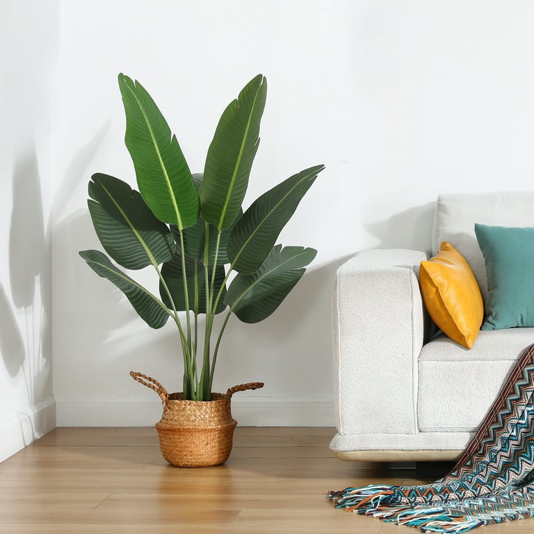 Lifelike Bird Of Paradise Artificial Plant 5ft Faux Banana Leaf Tree With Black Tall Planter For Home Decor - Perfect Indoor Silk Floor Plant For Living Room, Office, And Bedroom Ambiance