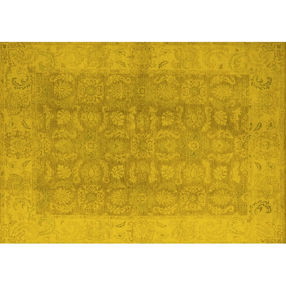 Ahgly Company Indoor Rectangle Oriental Yellow Traditional Area Rugs, 2' x 5'