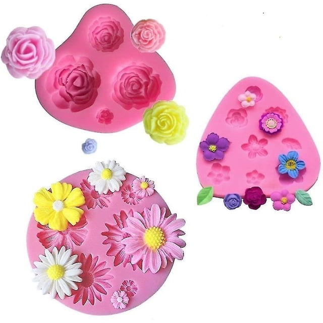 Flower Cake Fondant Molds, Mini Flower Silicone Molds, Rose Flower Mold, Daisy
