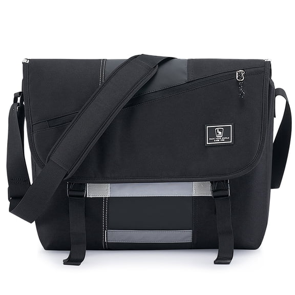OIWAS 14 inch Laptop Messenger Satchel for Men Women, Casual Large Briefcase with Adjustable Strap, Black