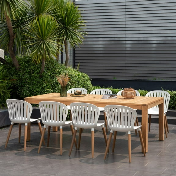 Amazonia Seville 9-Piece 100% FSC Teak Wood Rectangular Patio Dining Set