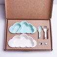 thumbnail image 1 of Serving Bowl Children's Bowl Bamboo Fiber Baby Cloud Tableware Set Children's Plate Baby Bowl Spoon Complementary Food Bowl for Pasta Salad Ice Cream (Color : Blue), 1 of 5