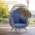 thumbnail image 2 of Dextrus Egg Chair Outdoor Egg Lounge Chair with Cushion Wicker Chair PE Rattan Chair for Patio, Garden, Backyard, Porch-Blue, 2 of 5