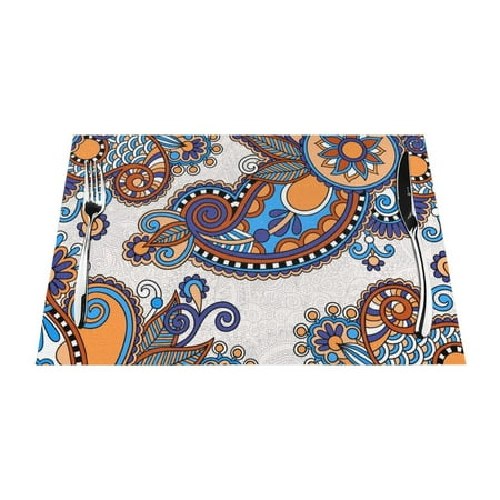 

PUREYAH Table Placemats Set of 1 Washable Heat Resistant Ornate Swirl Floral Table Decorations Placemats for Dining Room Kitchen