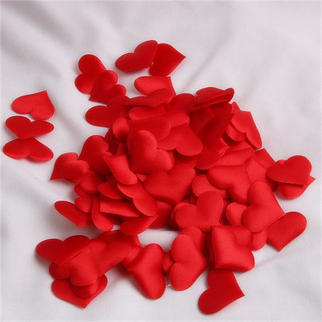 Mini esponja romántica de satén para decoración de San Valentín, pétalos de corazón de boda, confeti, mesa, cama, pétalos de corazón, 100 piezas