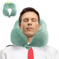 LEORX Neck Support Pillow Green Plush for Travel Gentle Support 1Pc