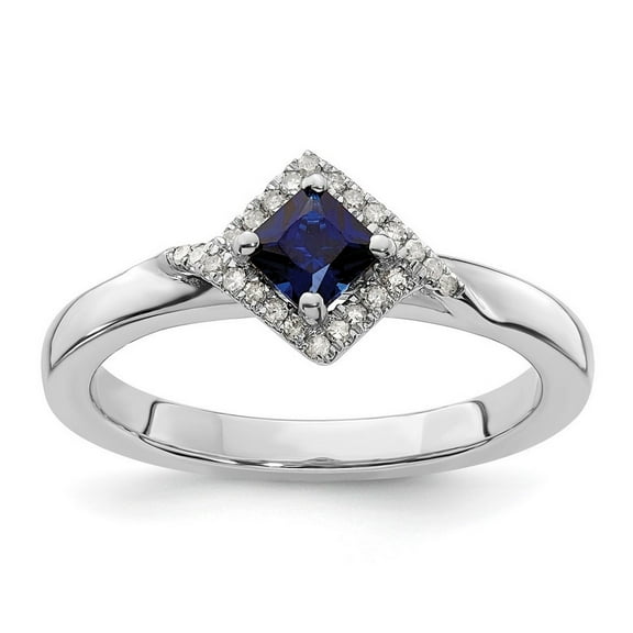 Created Sapphire and Diamond Sterling Silver Polished Ring
