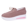 thumbnail image 5 of Women's Platform Wedge Walking Shoes Spring Fall Comfortable Suede Lace up Chunky Fashion Sneakers Loafers, 5 of 6