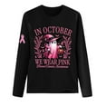 thumbnail image 4 of Womens T Shirts Tops In October We Wear Breast Cancer Awareness Long Sleeve Womens Golf Shirt,Black,L, 4 of 4