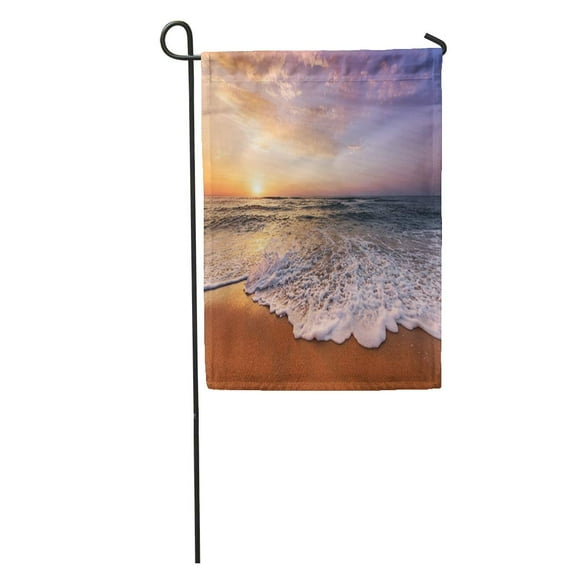 POGLIP Sunset Beautiful Tropical Sunrise Beach Cancun Durban Myrtle Aruba Bahamas Garden Flag Decorative Flag House Banner 12x18 inch