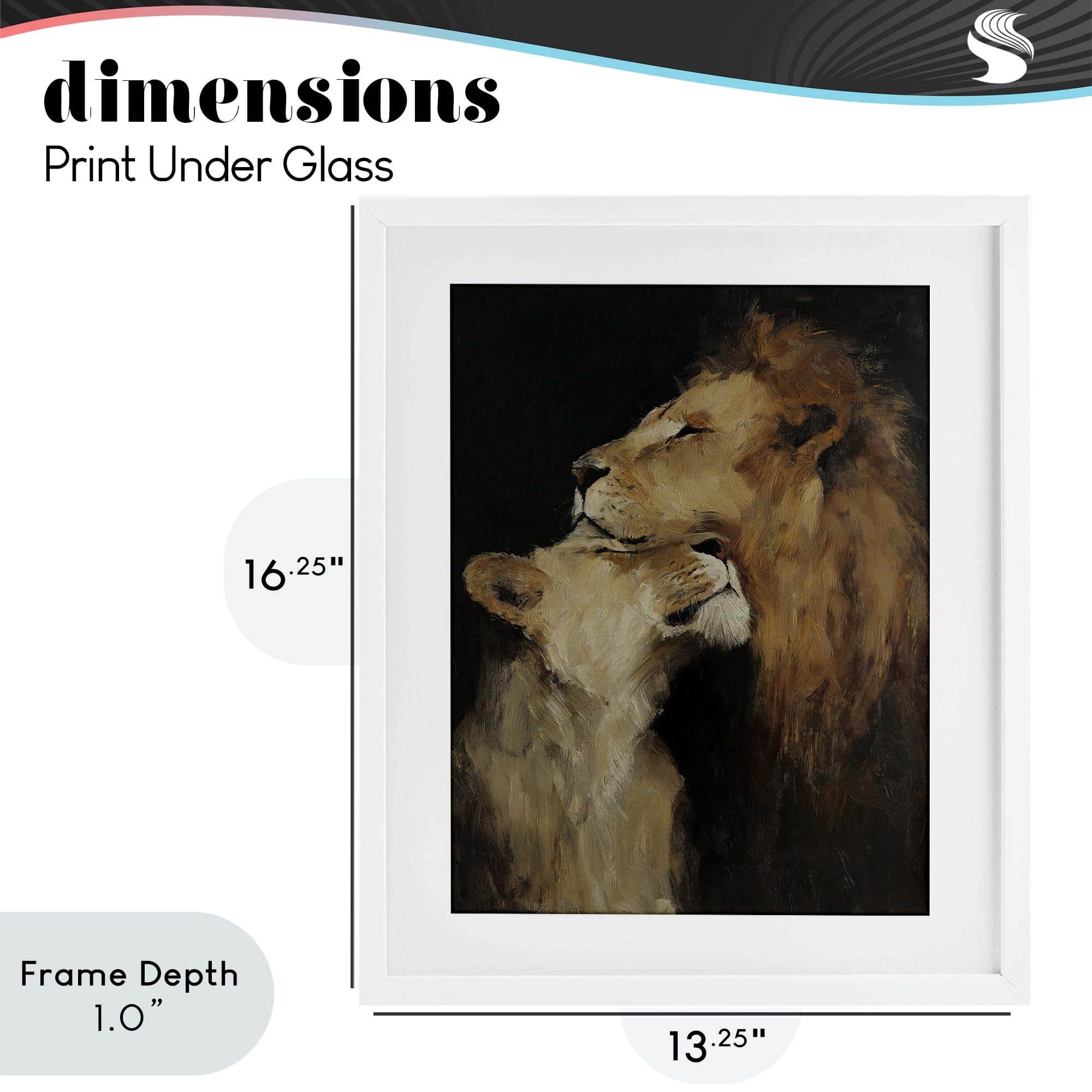 Stupell Industries Regal Pair of Lions White Framed Print Under Glass, design by Svetlana Aleynikova