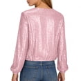 thumbnail image 4 of Women's Sequin Long Sleeve Sparkly Glitter Jacket Fashion Party Outerwear Pink L, 4 of 5