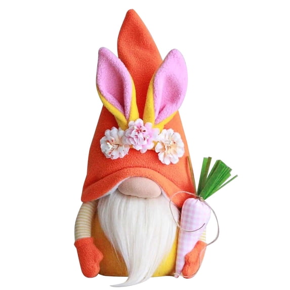 Yuedong Easter Bunny Decoration Festive Gifts Rabbit Faceless Doll Beautiful Cloth 24cm 9.4*5.1*3.9inch Holiday Ornaments Easter Plush Dwarf Gift
