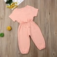 thumbnail image 3 of Qiylii Infant Baby Solid Color Romper Short Sleeve Elastic Waist Loose Jumpsuit, 3 of 7