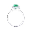 thumbnail image 3 of SuperJeweler 2 Carat Cushion Cut Created Emerald and Halo Diamond Ring In Sterling Silver For Women, 3 of 5