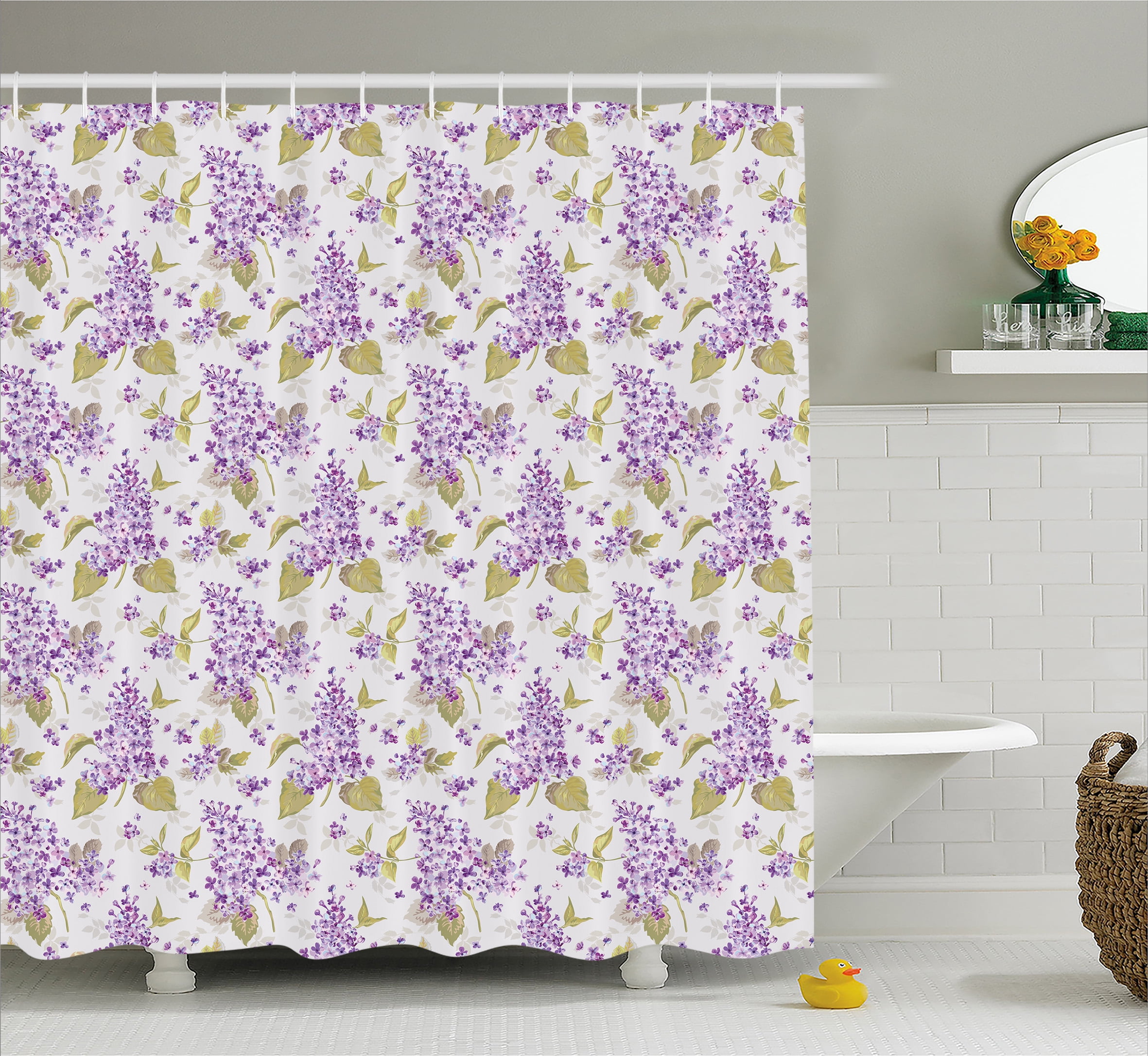 Mauve Decor Shower Curtain, Retro Floral Petals Love Natural Beauty