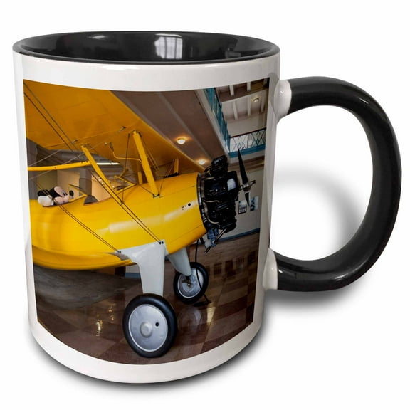 3drose, Usa, Kansas, Wichita, Kansas Aviation Museum, Stearman Biplane., 11oz Two-tone Black Mug