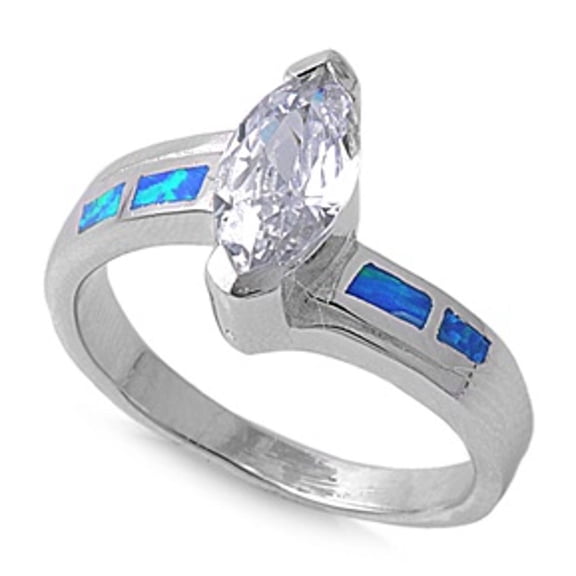 Polished Ring Marquise Setting .925 Sterling Silver Band White Cubic Zirconia Jewelry Female Size 6