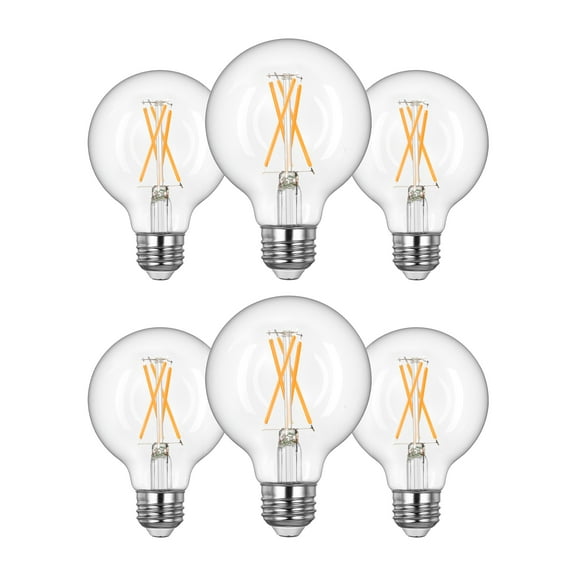 EDISHINE 6 Pack G25 Globe Light Bulbs, Dimmable Vintage LED Edison Bulbs, CRI90  5W Equivalent 60W, Clear LED Filament Vanity Light Bulbs, 2700K Warm White, 500LM, E26 Base, UL Listed