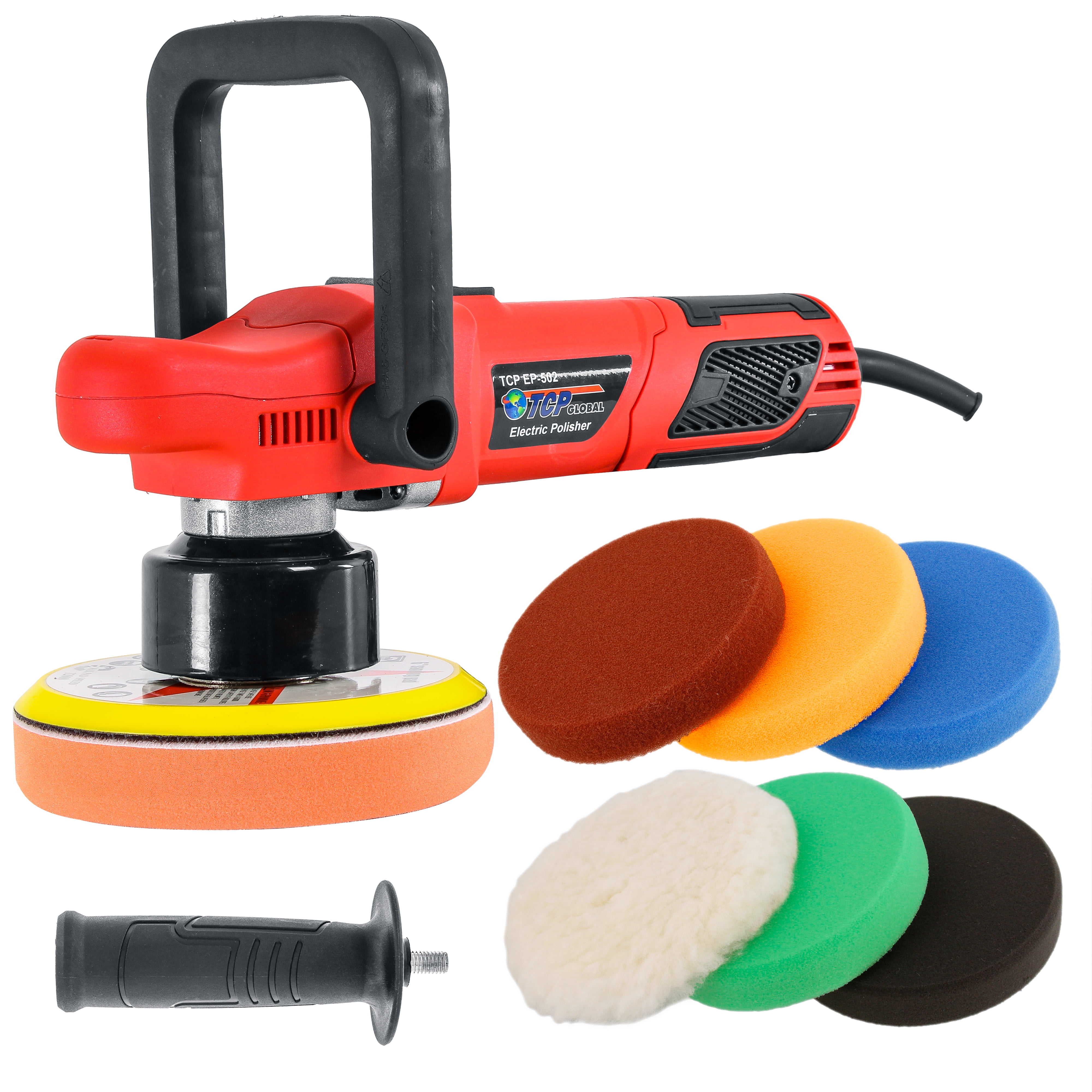 DA Hook /& Loop TCP Global 6.5 Red Flat Heavy Cut Grip Foam Polish Buff Pad