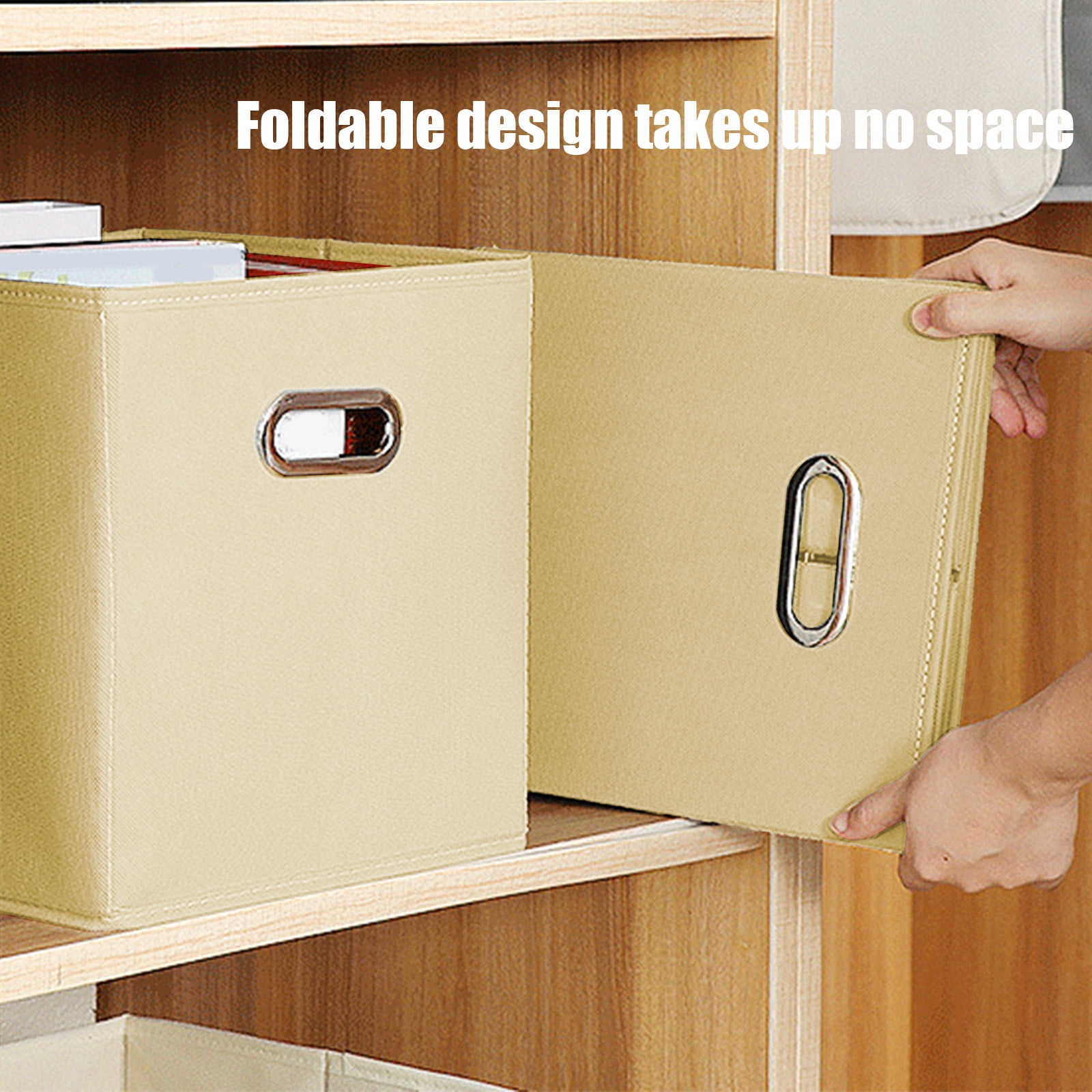 Foldable fabric storage box with lid, multifunctional organizer for clothes toys accessories, home and car drawer storage solution, compact and durable for efficient organization