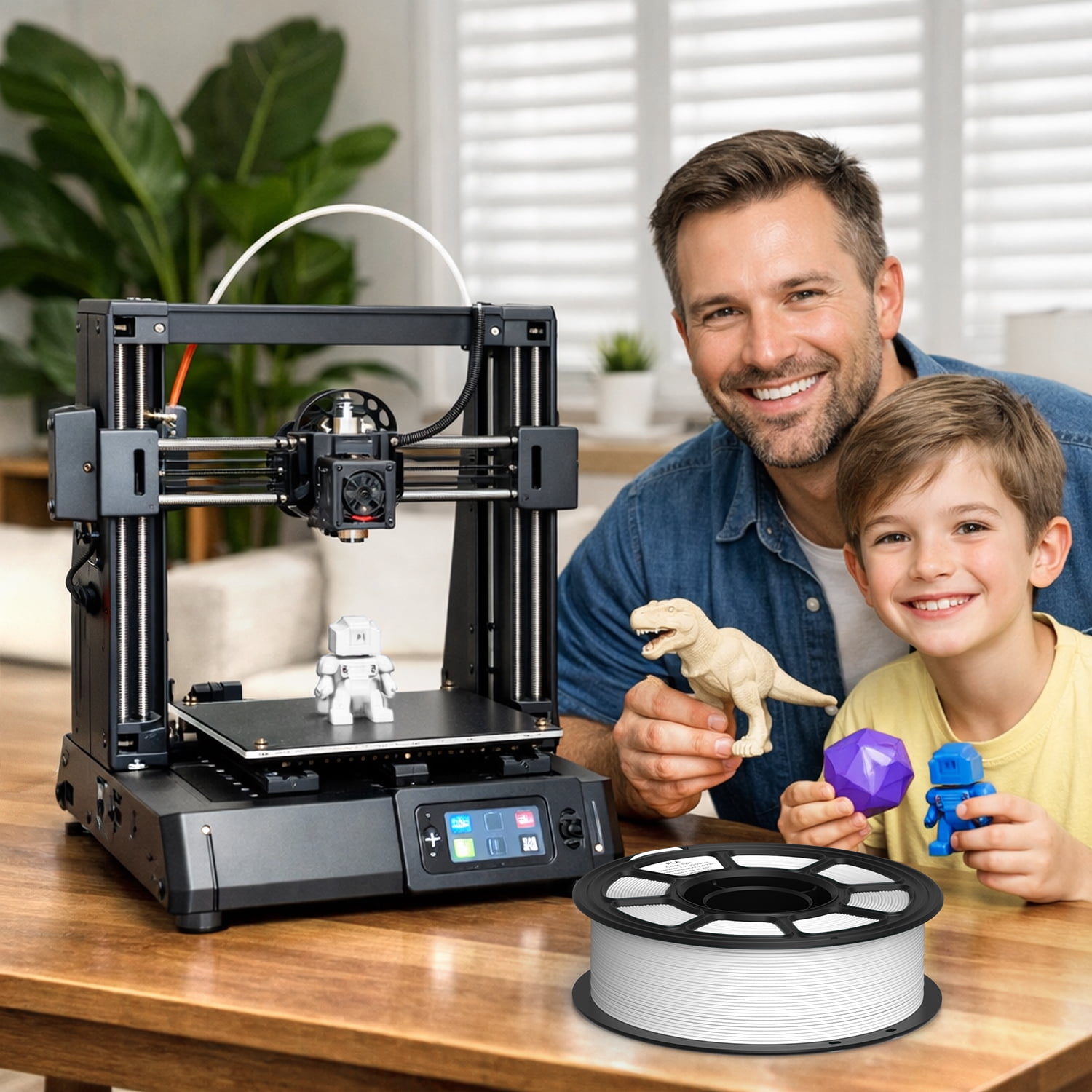 White PLA 3D Printer Filament 1.75mm, 1KG Spool, +/- 0.02mm Dimensional Accuracy, No-Clogging & Easy to Print,Works With 99% Of FDM 3d Printers
