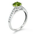 thumbnail image 3 of Gem Stone King 10K White Gold Green Peridot and White Lab Grown Diamond Engagement Ring for Women (1.03 Cttw, Gemstone August Birthstone, Cushion 6MM, Size 8), 3 of 4